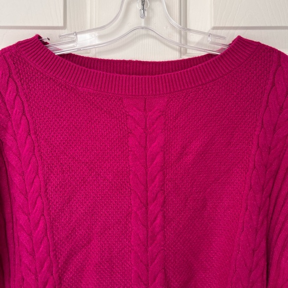 Cyrus Fuchsia Cable Knit Crewneck Sweater S - Picture 4 of 10